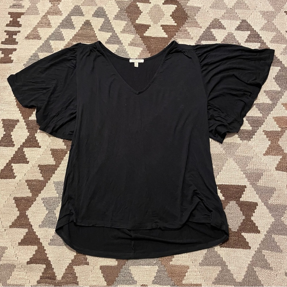 Bordeaux Flutter Sleeve V Neck